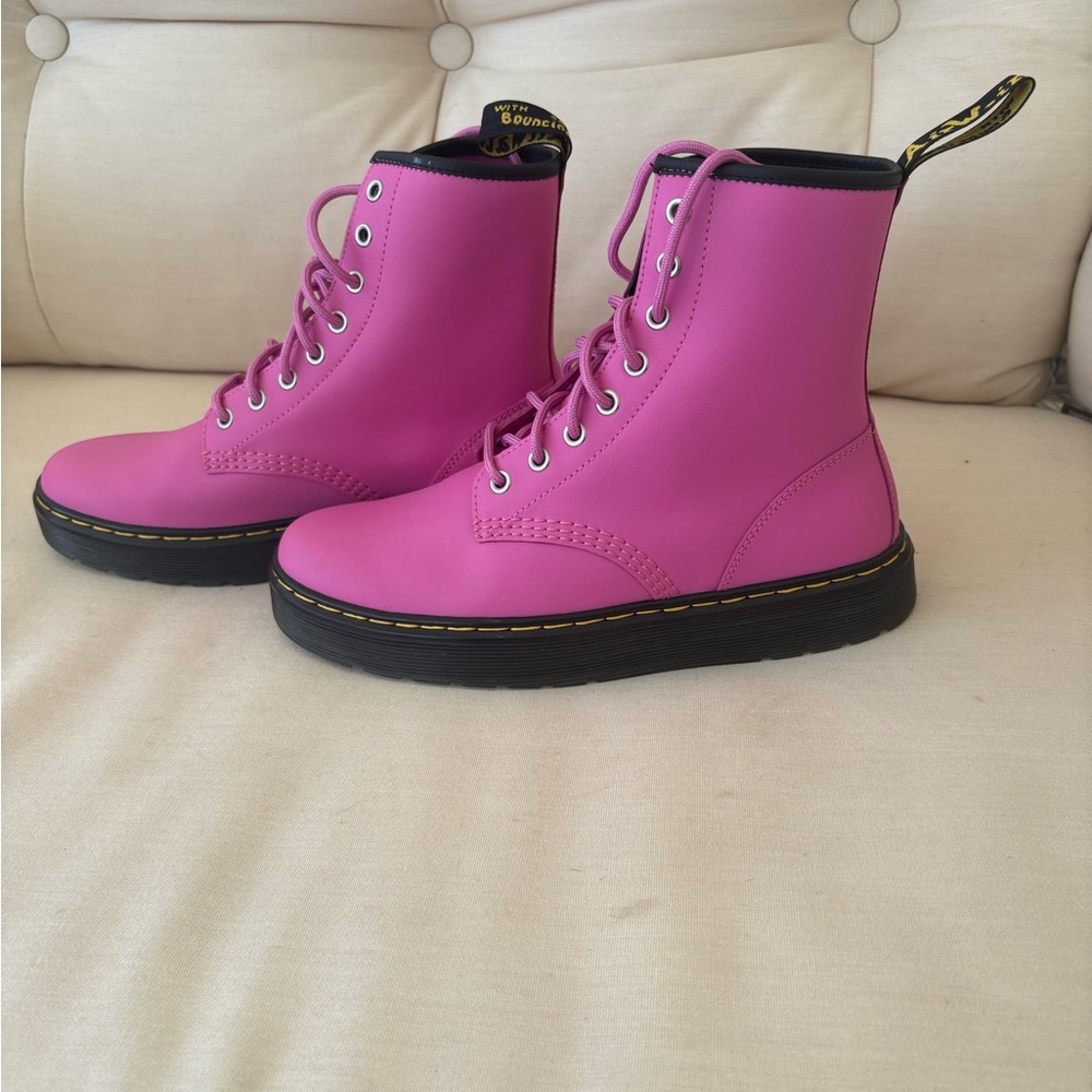 Dr. Martens Fuchsia Combat Boots - Picture 3 of 6